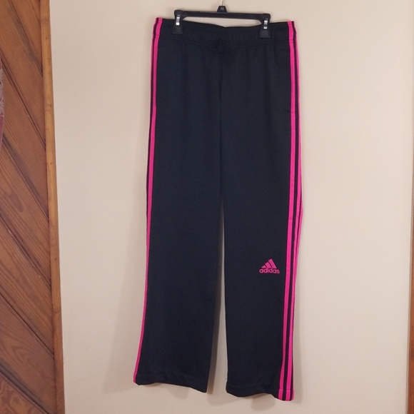 adidas Pants - Adidas black with 3 pink stripes jogger/soccer sm